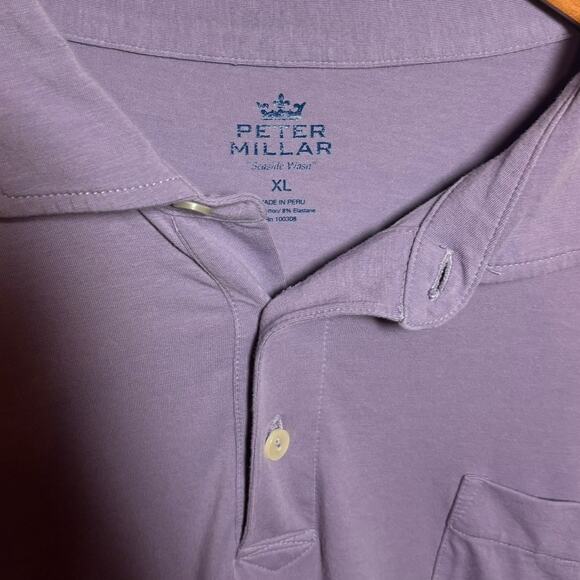 Peter Millar Pocket Polo Shirt Mens XL Purple Cotton Golf Seaside Wash - Picture 2 of 8